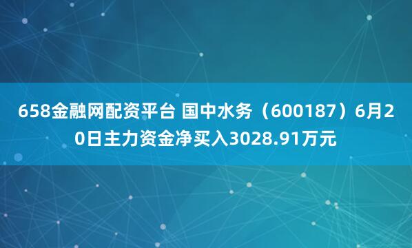 658金融网配资平台 国中水务（600187）6月20日主力资金净买入3028.91万元